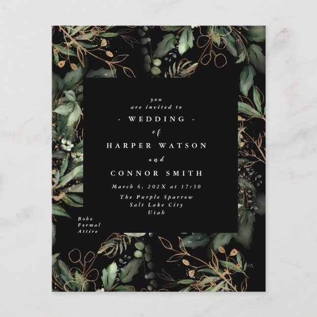 Premium Black Gold Budget Eucalyptus ECO INVITE (Front)