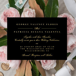 Premium Black Gold Calligraphy Elegant Wedding Foil Invitation