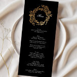 Premium Black Gold Crest Classic Elegant Wedding Menu<br><div class="desc">traditional Monogram Crest Classic Elegant Wedding _____________________________ ***this design is part of a collection*** Experience the charm of timeless elegance with my formal Traditional Monogram Wreath Classic and Elegant Wedding Collection. This collection features personalized monogrammed designs with an intricately woven wreath and frame, encapsulating the essence of a classic, memorable...</div>