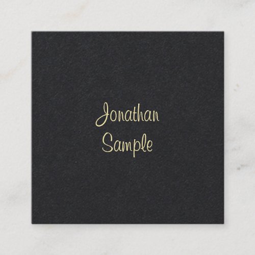 Premium Black Gold Hand Script Font Elegant Plain Square Business Card