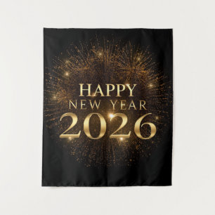 premium black gold happy new year party backdrop