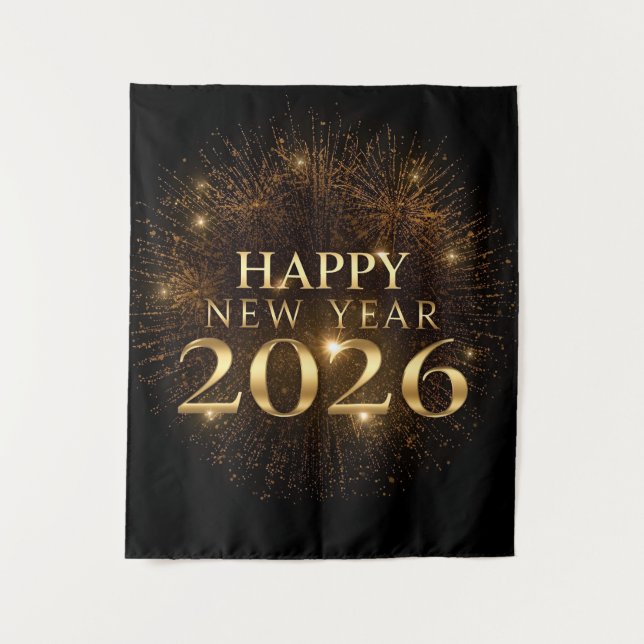 premium black gold happy new year party backdrop (Front)