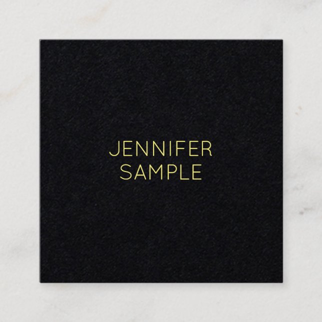 Premium Black Gold Professional Fashionable Square Business Card (Front)