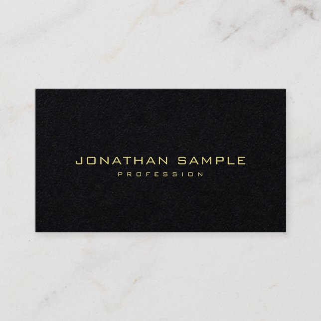 Premium Black Gold Text Elegant Minimalist Modern Business Card (Front)