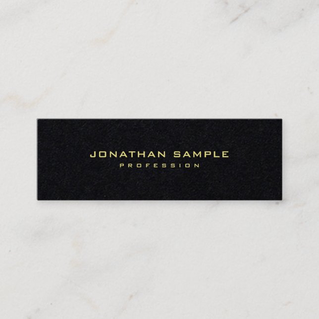 Premium Black Gold Text Elegant Minimalist Modern Mini Business Card (Front)