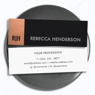 Premium Black Leather & Rose Gold with White Back Mini Business Card