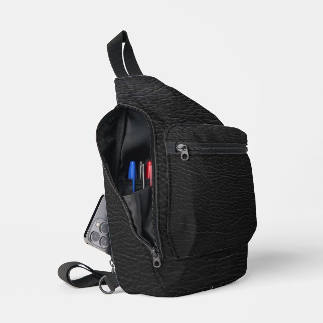 Premium Black Leather Texture Bag (Open)