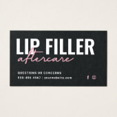 Premium Black Lip Filler Aftercare Advice Card (Front)