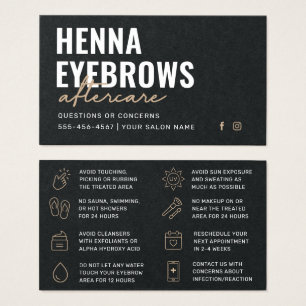 Premium Black Luxury Henna Brows Aftercare Card