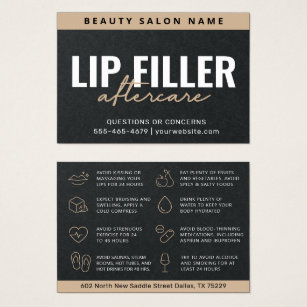 Premium Black Luxury Lip Filler Aftercare Card
