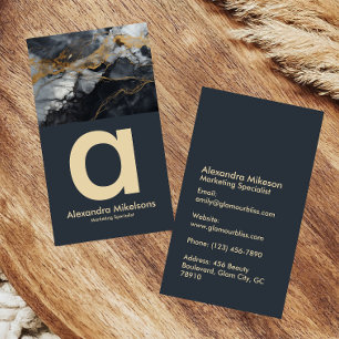Premium Black Marble Branding Business Card