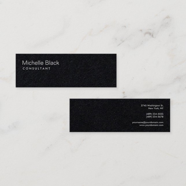 Premium Black Modern Consultant Minimalist Mini Business Card (Front/Back)