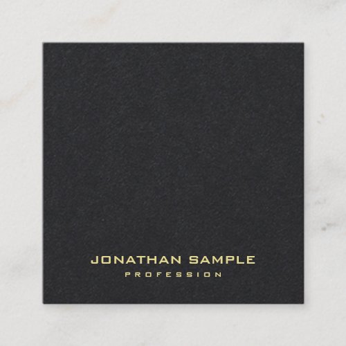 Premium Black Modern Gold Text Elegant Simple Top Square Business Card