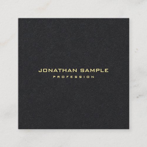 Premium Black Modern Minimalist Gold Text Elegant Square Business Card