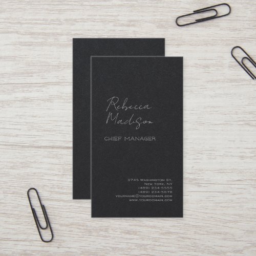 Premium Black Modern Minimalist Handwritten Script Business Card