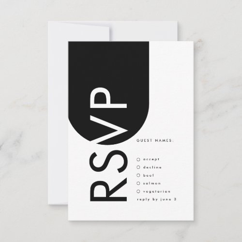 Premium Black Modern Monogram Boho Bold Arch RSVP Card