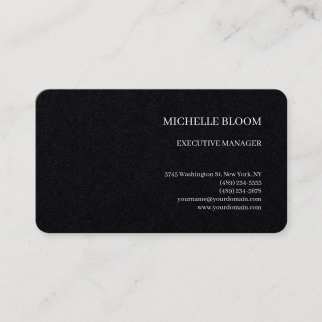 Premium Black Modern Plain Simple Minimalist Business Card (Front)
