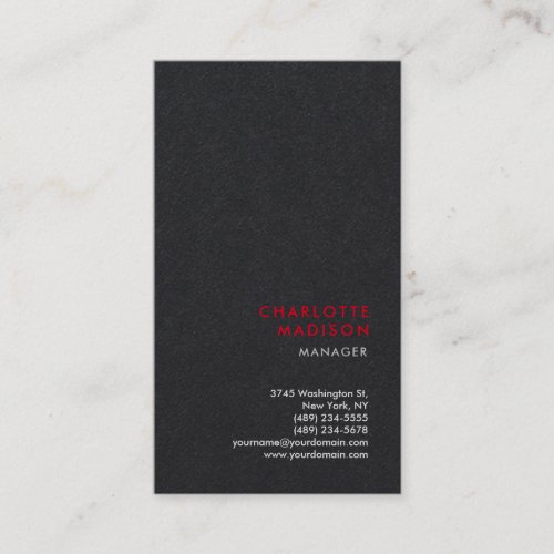 Premium Black Modern Trendy Minimalist Plain Business Card
