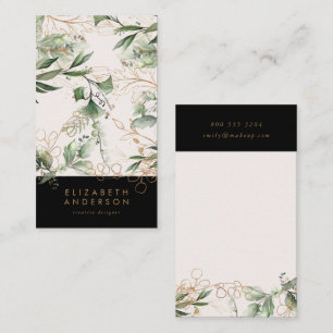 Premium Black Onyx Modern Eucalyptus Corporate Bus Business Card