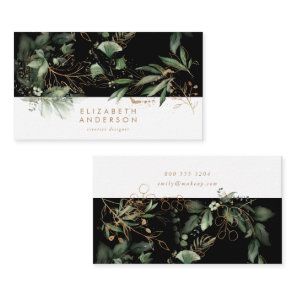 Premium Black Onyx Modern Eucalyptus Corporate Business Card