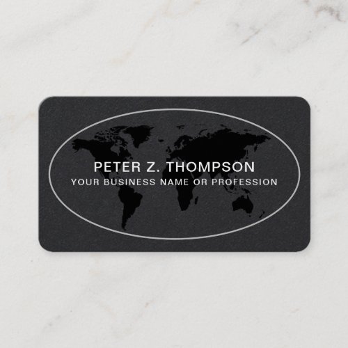 Premium Black Paper World Map Business Card
