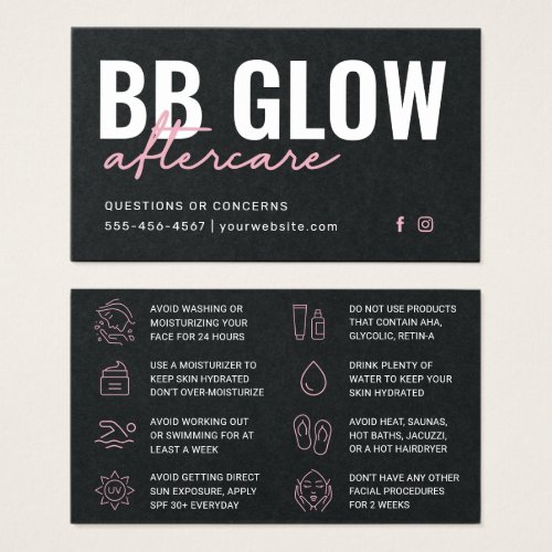 Premium Black Pink BB Glow Facial Instruction Card