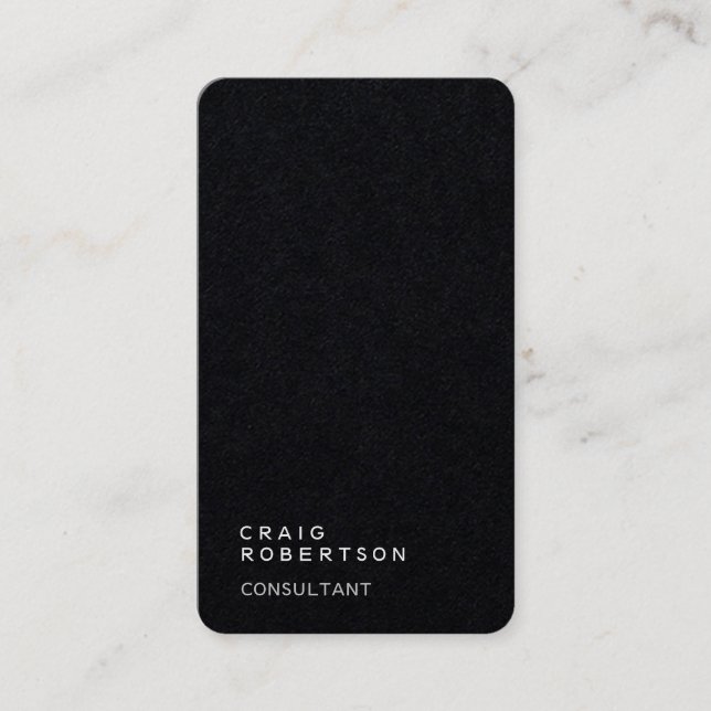 Premium Black Plain Trendy Modern Minimalist Business Card (Front)