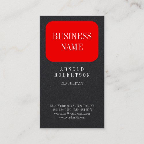 Premium Black Red Trendy Plain Business Card