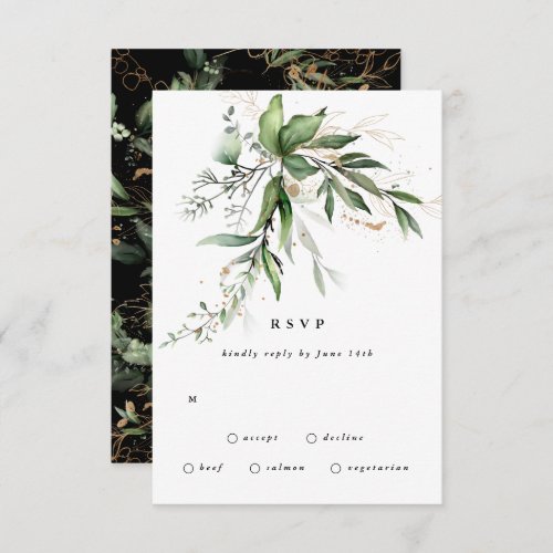 Premium Black Sage Botanical Eucalyptus Greenery RSVP Card
