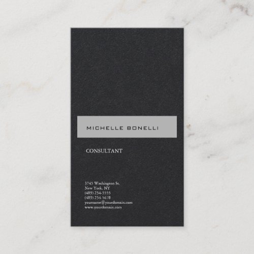Premium Black Simple Plain Modern Minimalist  Business Card