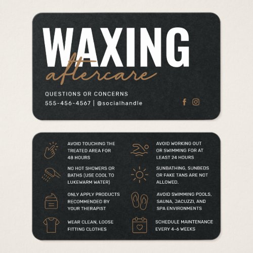 Premium Black Waxing Aftercare Card Hair Removal
