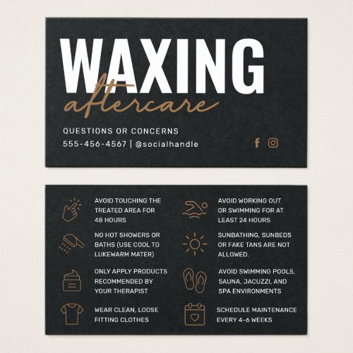 Premium Black Waxing Aftercare Card Hair Removal