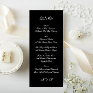 Premium Black & White Formal Script Wedding Menu