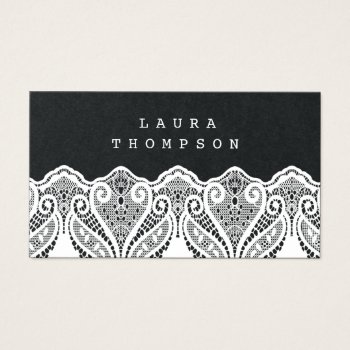 Premium Black White Lace Ladies Business Cards by Pip_Gerard at Zazzle