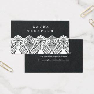 Premium Black White Lace Ladies Business Cards