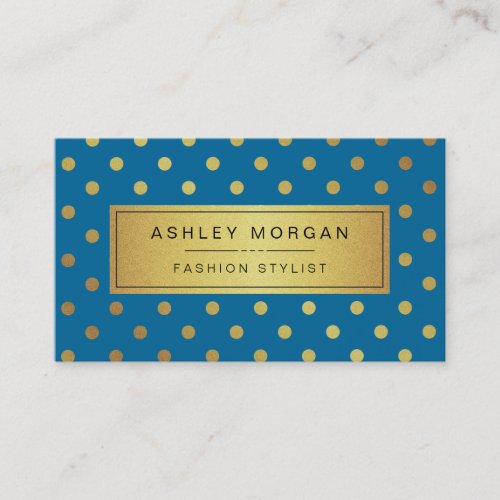 Premium Blue and Gold Glitter Polka Dots Business Card