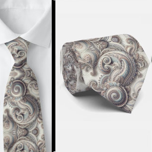 Premium Blue Gold and White Paisley Neck Tie