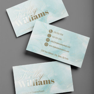 Premium Blue Marble Raised Gloss Modern Spot UV Business Card