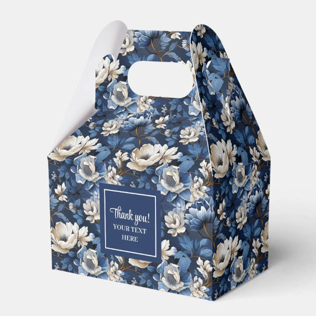 Premium Blue White Flowers Custom Name Favor Box (Premium Blue White Flowers Custom Name Favor Box)