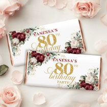 Premium Blush Burgundy 80th Birthday Hershey Bar
