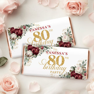 Premium Blush Burgundy 80th Birthday Hershey Bar