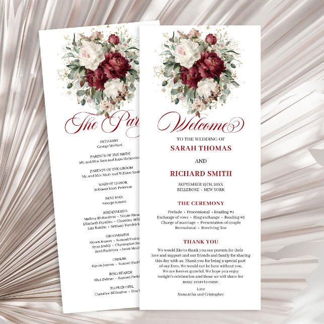Premium Blush Burgundy Floral Wedding Program (Premium Blush Burgundy Floral Wedding Program)