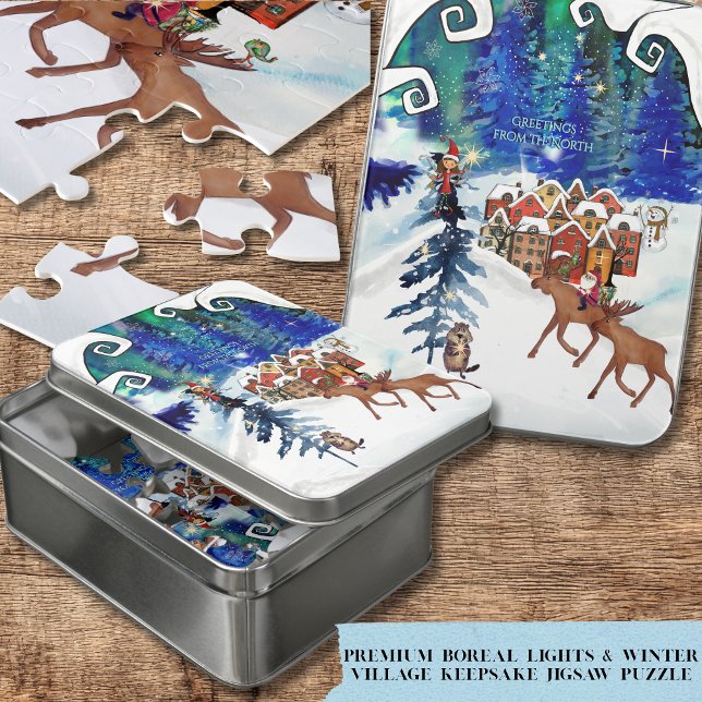 Premium Boreal Lights & Winter Village Keepsake Jigsaw Puzzle (Premium Boreal Lights & Winter Village Keepsake Jigsaw Puzzle)