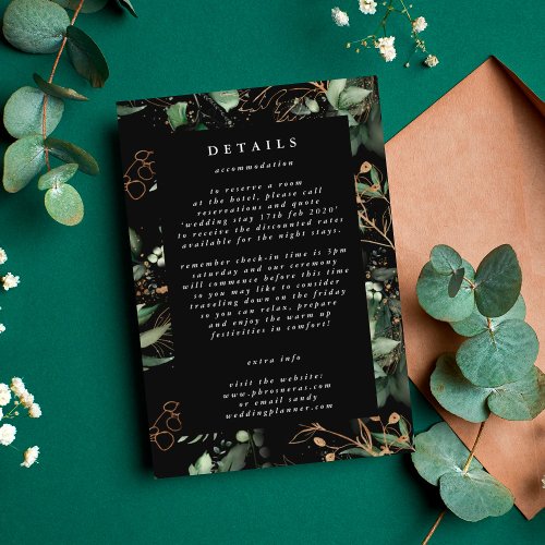 Premium Botanical Eucalyptus Elegant Details Black Enclosure Card
