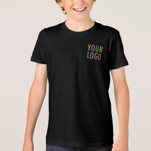 Premium Boys Black T-Shirt Custom Business Logo Tri-Blend Shirt