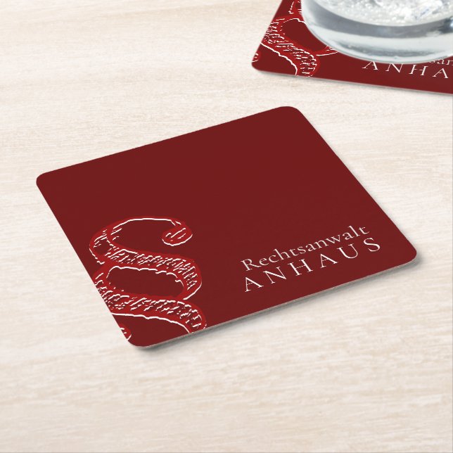 Premium Brown White Attorney Square Paper Coaster (Angled)