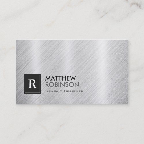 Premium Brushed Metal with Monogram Look Business Card