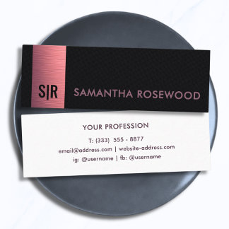 Premium Brushed Pink Monogram Black Leather Mini Business Card