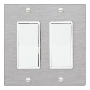 Premium Brushed Silver Metal Texture Double Rocker Light Switch Cover
