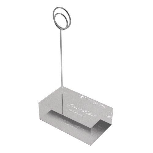 Premium Brushed Silver Metal Texture for Wedding Place Card Holder